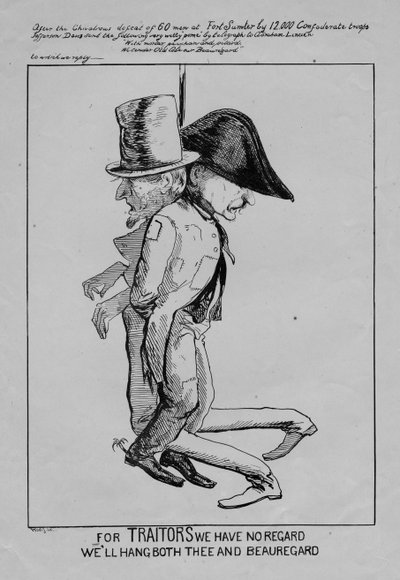 Voor verraders hebben we geen respect: we zullen zowel jou als Beauregard ophangen, ca. 1861 door Michael Angelo Woolf